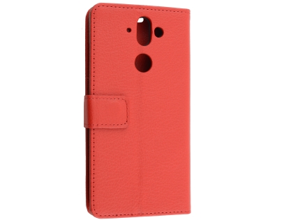 Synthetic Leather Wallet Case with Stand for Nokia 8 Sirocco - Red Leather Wallet Case
