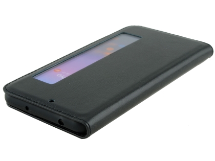 Top Grain Leather Case With Windows for Huawei P20 Pro - Black