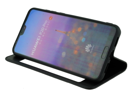 Top Grain Leather Case With Windows for Huawei P20 Pro - Black