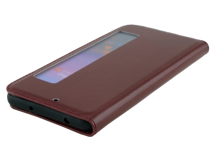 Top Grain Leather Case With Windows for Huawei P20 Pro - Rosewood