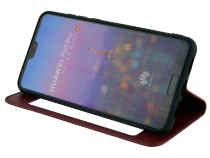 Top Grain Leather Case With Windows for Huawei P20 Pro - Rosewood