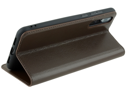 Top Grain Leather Case With Windows for Huawei P20 Pro - Dark Brown