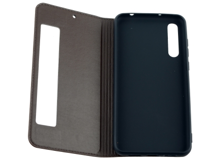 Top Grain Leather Case With Windows for Huawei P20 Pro - Dark Brown