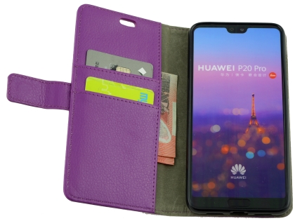Synthetic Leather Wallet Case with Stand for Huawei P20 Pro - Purple