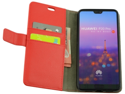 Synthetic Leather Wallet Case with Stand for Huawei P20 Pro - Red