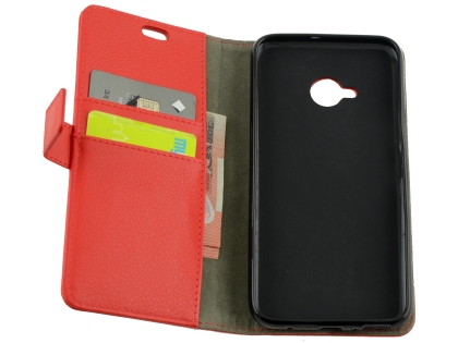 Synthetic Leather Wallet Case with Stand for HTC U11 Life - Red