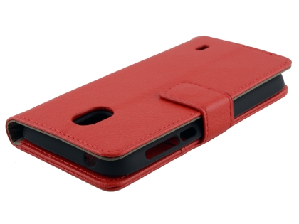 Synthetic Leather Wallet Case with Stand for Nokia 1 - Red