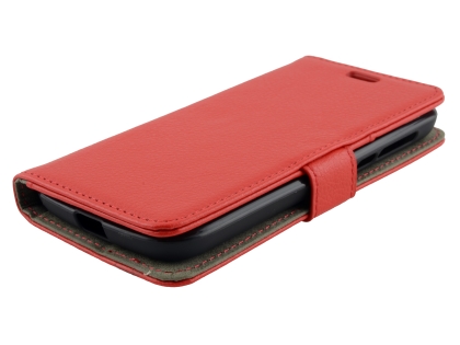 Synthetic Leather Wallet Case with Stand for Nokia 1 - Red