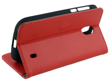Synthetic Leather Wallet Case with Stand for Nokia 1 - Red