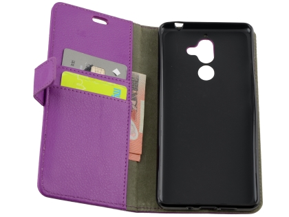 Synthetic Leather Wallet Case with Stand for Nokia 7 Plus - Purple