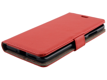 Synthetic Leather Wallet Case with Stand for Nokia 8 Sirocco - Red