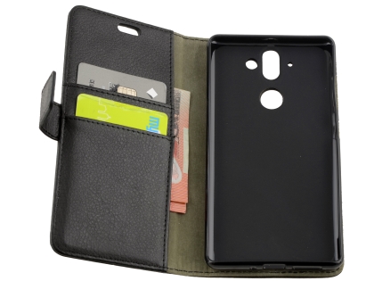 Synthetic Leather Wallet Case with Stand for Nokia 8 Sirocco - Black