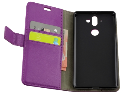 Synthetic Leather Wallet Case with Stand for Nokia 8 Sirocco - Purple