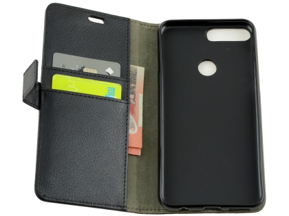 Slim Synthetic Leather Wallet Case with Stand for Huawei Nova 2 Lite - Black