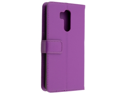 Synthetic Leather Wallet Case with Stand for LG G7 ThinQ - Purple Leather Wallet Case