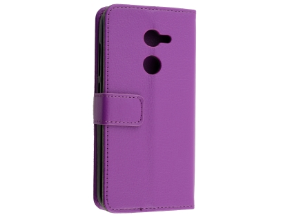 Synthetic Leather Wallet Case with Stand for Alcatel A3 - Purple Leather Wallet Case