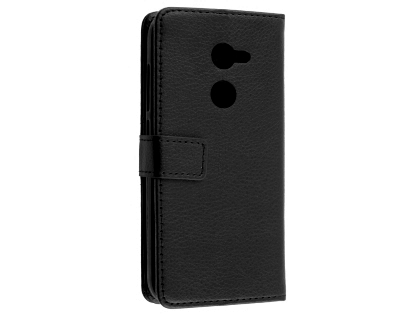 Synthetic Leather Wallet Case with Stand for Alcatel A3 - Black Leather Wallet Case