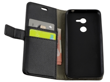 Synthetic Leather Wallet Case with Stand for Alcatel A3 - Black