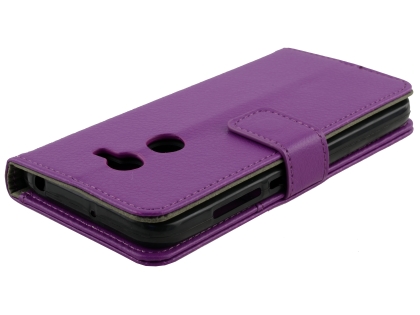 Synthetic Leather Wallet Case with Stand for Alcatel A3 - Purple