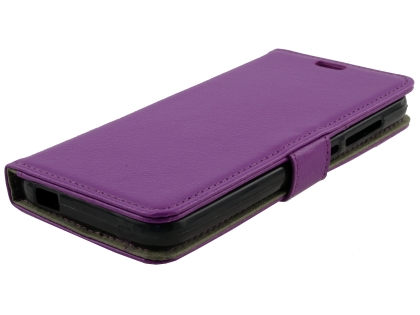 Synthetic Leather Wallet Case with Stand for Alcatel A3 - Purple