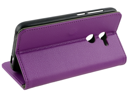 Synthetic Leather Wallet Case with Stand for Alcatel A3 - Purple