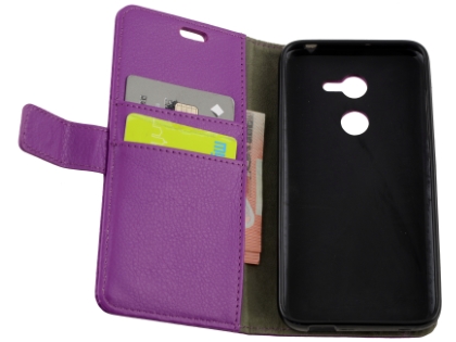 Synthetic Leather Wallet Case with Stand for Alcatel A3 - Purple