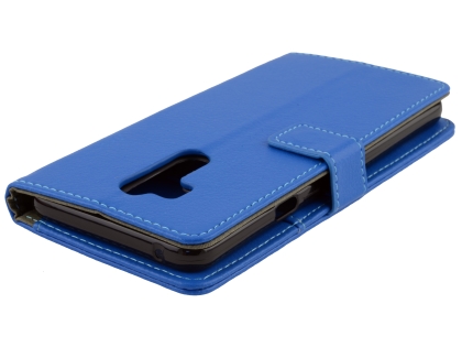 Synthetic Leather Wallet Case with Stand for LG G7 ThinQ - Blue