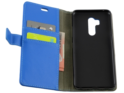 Synthetic Leather Wallet Case with Stand for LG G7 ThinQ - Blue