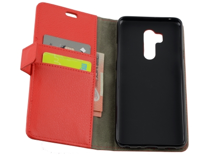 Synthetic Leather Wallet Case with Stand for LG G7 ThinQ - Red