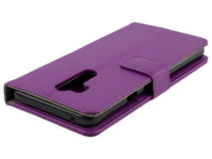 Synthetic Leather Wallet Case with Stand for LG G7 ThinQ - Purple