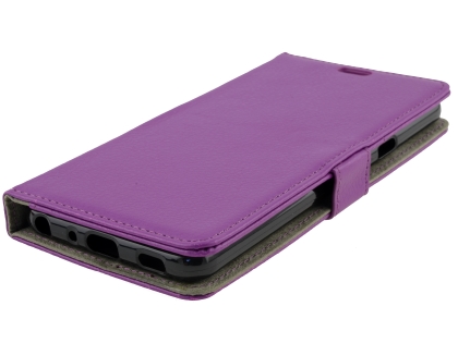 Synthetic Leather Wallet Case with Stand for LG G7 ThinQ - Purple
