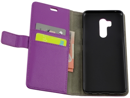 Synthetic Leather Wallet Case with Stand for LG G7 ThinQ - Purple