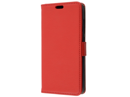 Synthetic Leather Wallet Case with Stand for Alcatel A3 - Red