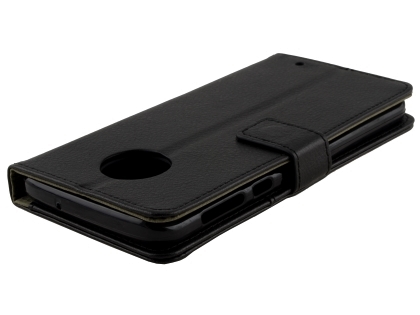 Synthetic Leather Wallet Case with Stand for Motorola Moto G6 - Black