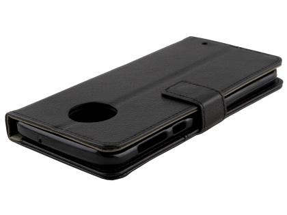 Synthetic Leather Wallet Case with Stand for Motorola Moto G6 Plus - Black