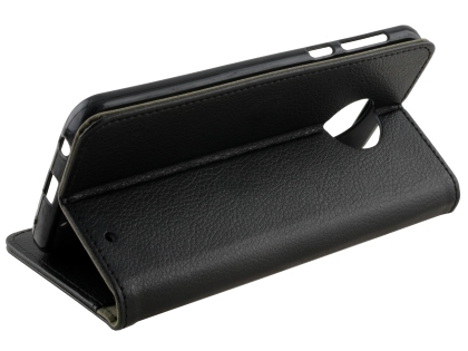 Synthetic Leather Wallet Case with Stand for Motorola Moto G6 Plus - Black