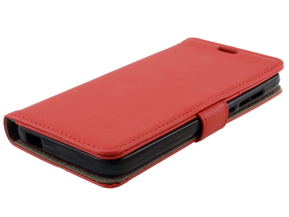 Synthetic Leather Wallet Case with Stand for Alcatel A3 - Red