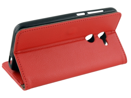 Synthetic Leather Wallet Case with Stand for Alcatel A3 - Red