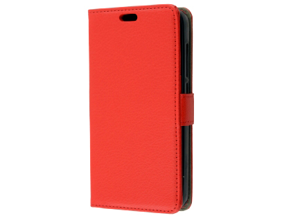 Synthetic Leather Wallet Case with Stand for Optus X Spirit - Red