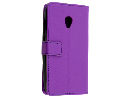 Synthetic Leather Wallet Case with Stand for Optus X Spirit - Purple Leather Wallet Case