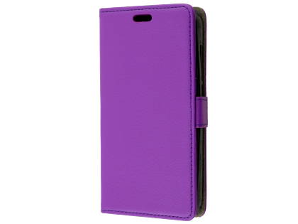 Synthetic Leather Wallet Case with Stand for Optus X Spirit - Purple