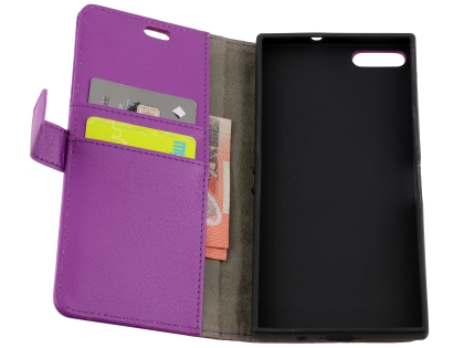 Synthetic Leather Wallet Case with Stand for Razer Phone - Purple