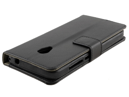 Synthetic Leather Wallet Case with Stand for Optus X Spirit - Black