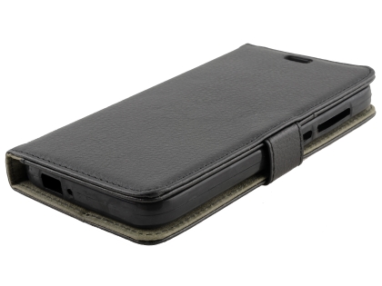 Synthetic Leather Wallet Case with Stand for Optus X Spirit - Black