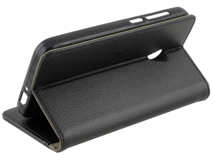 Synthetic Leather Wallet Case with Stand for Optus X Spirit - Black