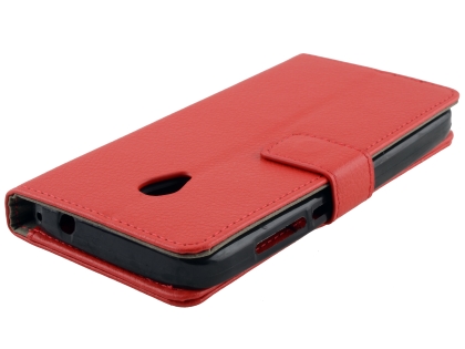 Synthetic Leather Wallet Case with Stand for Optus X Spirit - Red