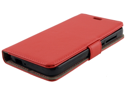 Synthetic Leather Wallet Case with Stand for Optus X Spirit - Red