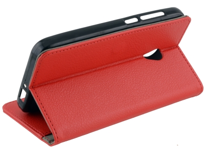 Synthetic Leather Wallet Case with Stand for Optus X Spirit - Red