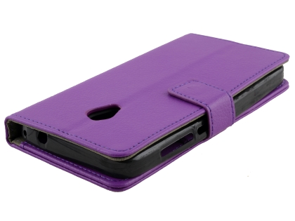 Synthetic Leather Wallet Case with Stand for Optus X Spirit - Purple