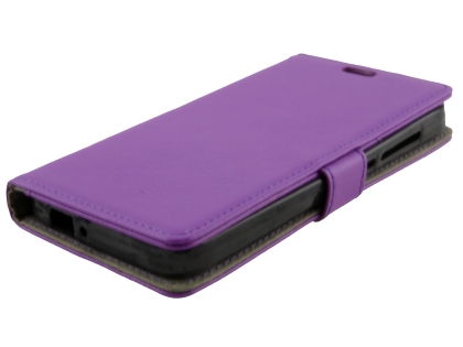 Synthetic Leather Wallet Case with Stand for Optus X Spirit - Purple